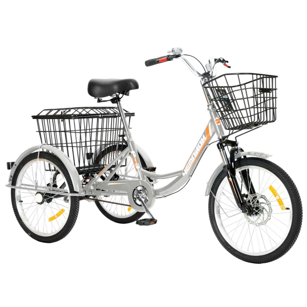 Трехколесный велосипед для взрослых РВЗ Чемпион 20" 1 скорость серебристый